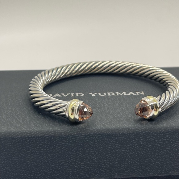 David Yurman Cable Classic 7mm Bracelet with Morganite and 14k Gold - Picture 3 of 10